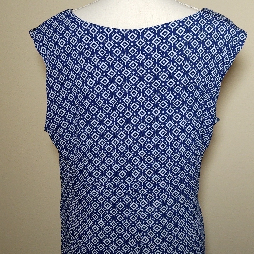 Enfocus Women Blue and White Sleeveless Dress - Picture 5 of 12